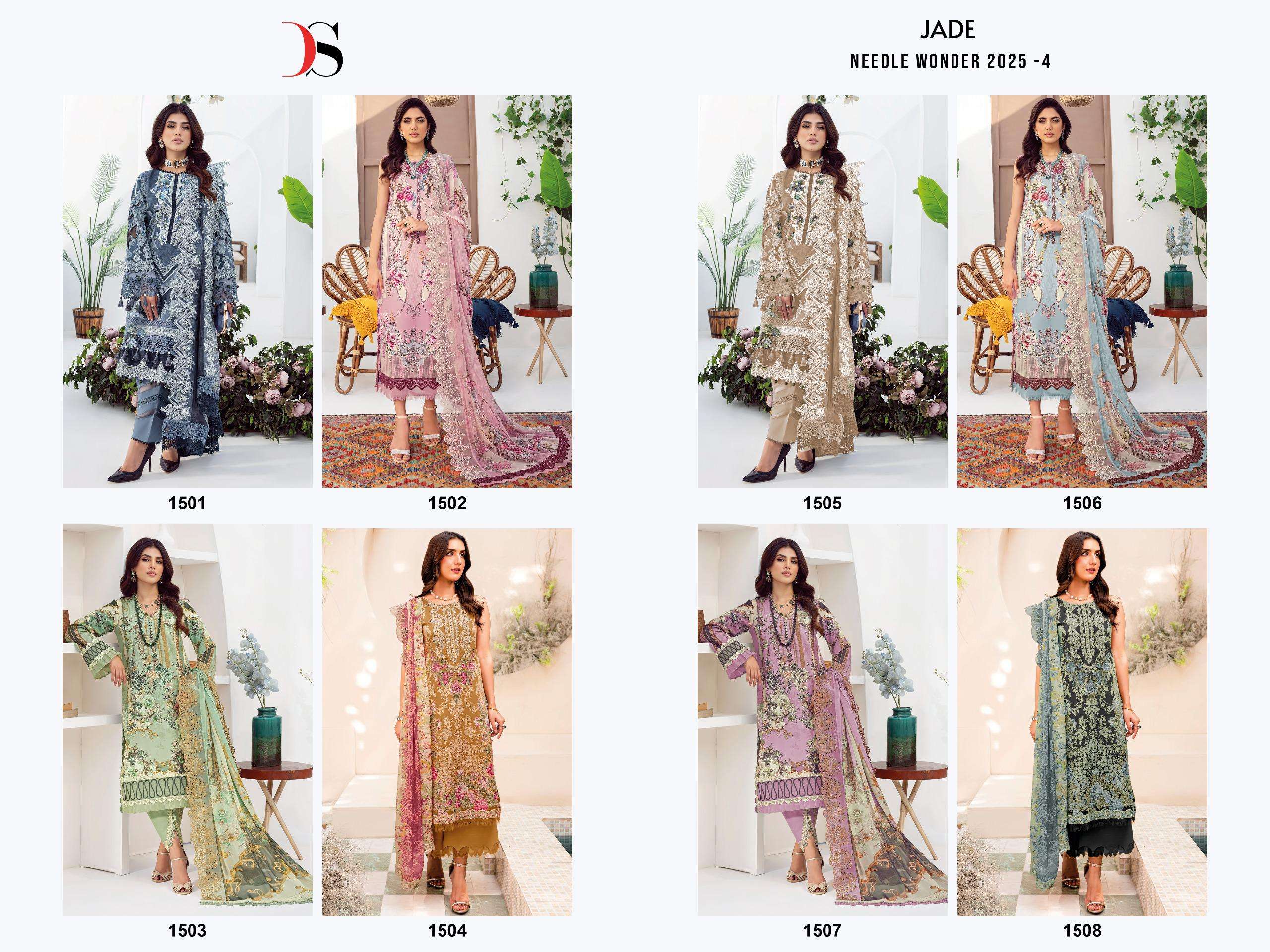 DEEPSY SUITS JADE NEEDLE WONDER 25 VOL 4 COTTON DESIGNER WORK SALWAR KAMEEZ 