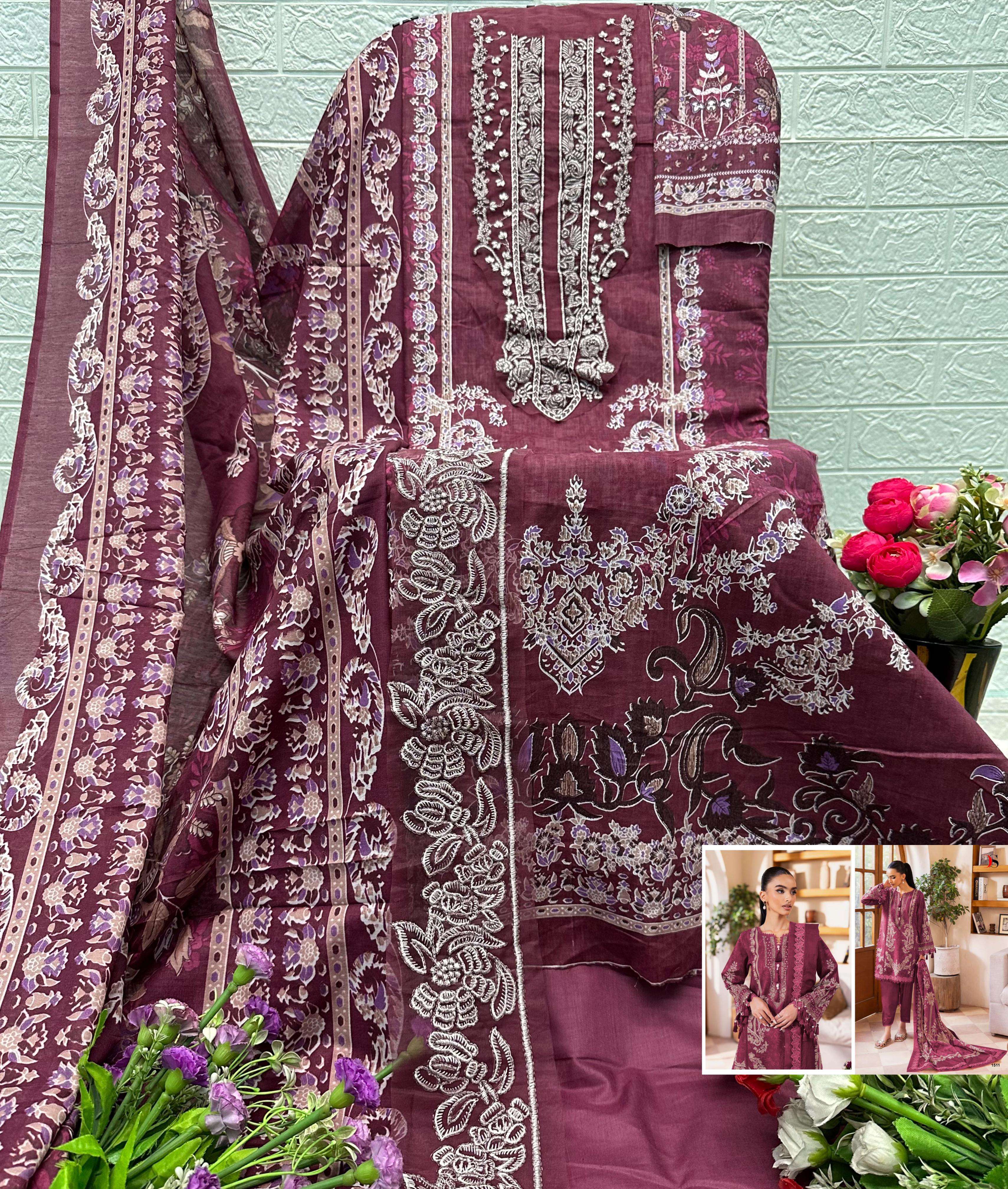 DEEPSY SUITS JADE URBAN LAWN 25 VOL 6 COTTON EMBROIDERY WORK SALWAR KAMEEZ 