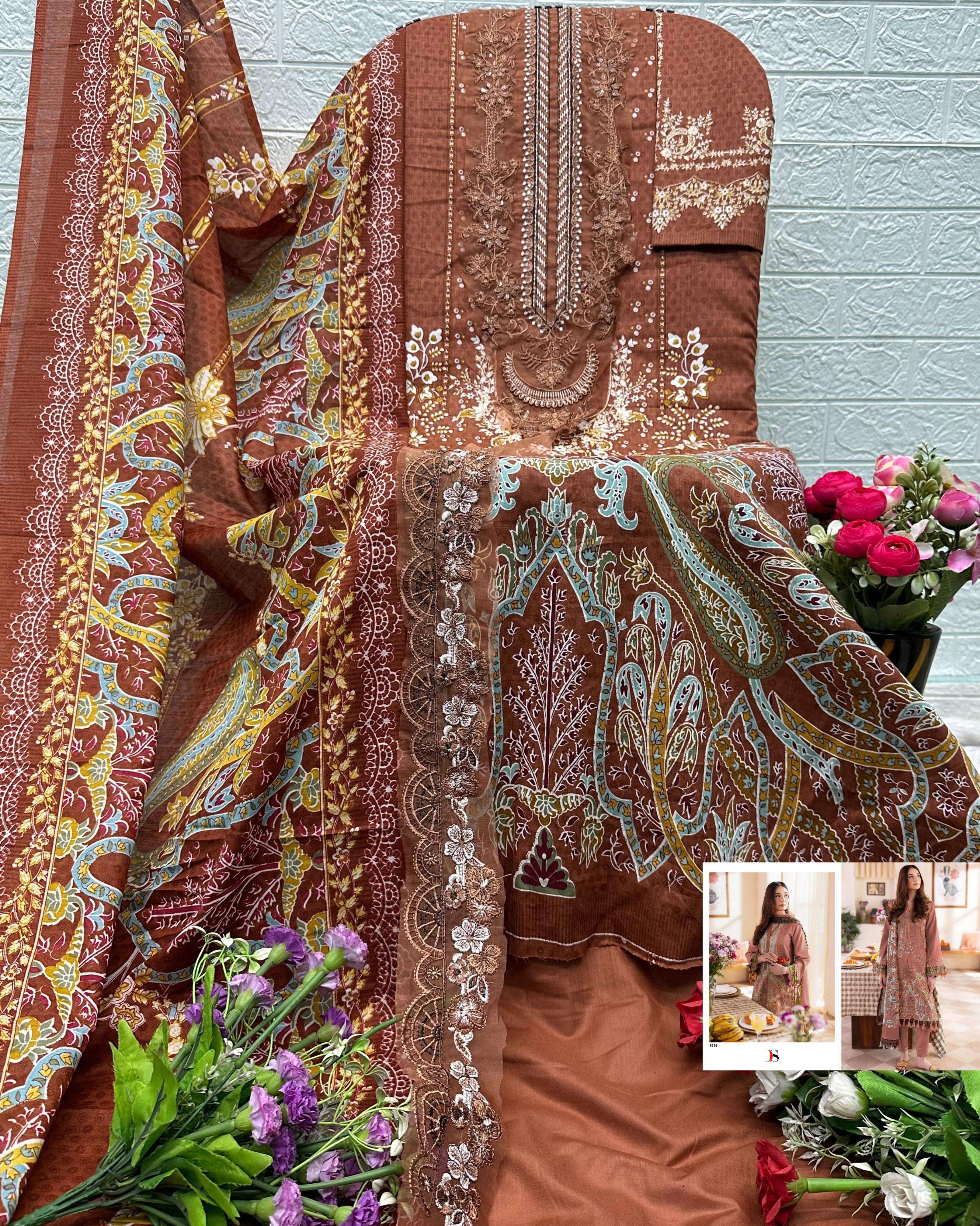 DEEPSY SUITS JADE URBAN LAWN 25 VOL 6 COTTON EMBROIDERY WORK SALWAR KAMEEZ 