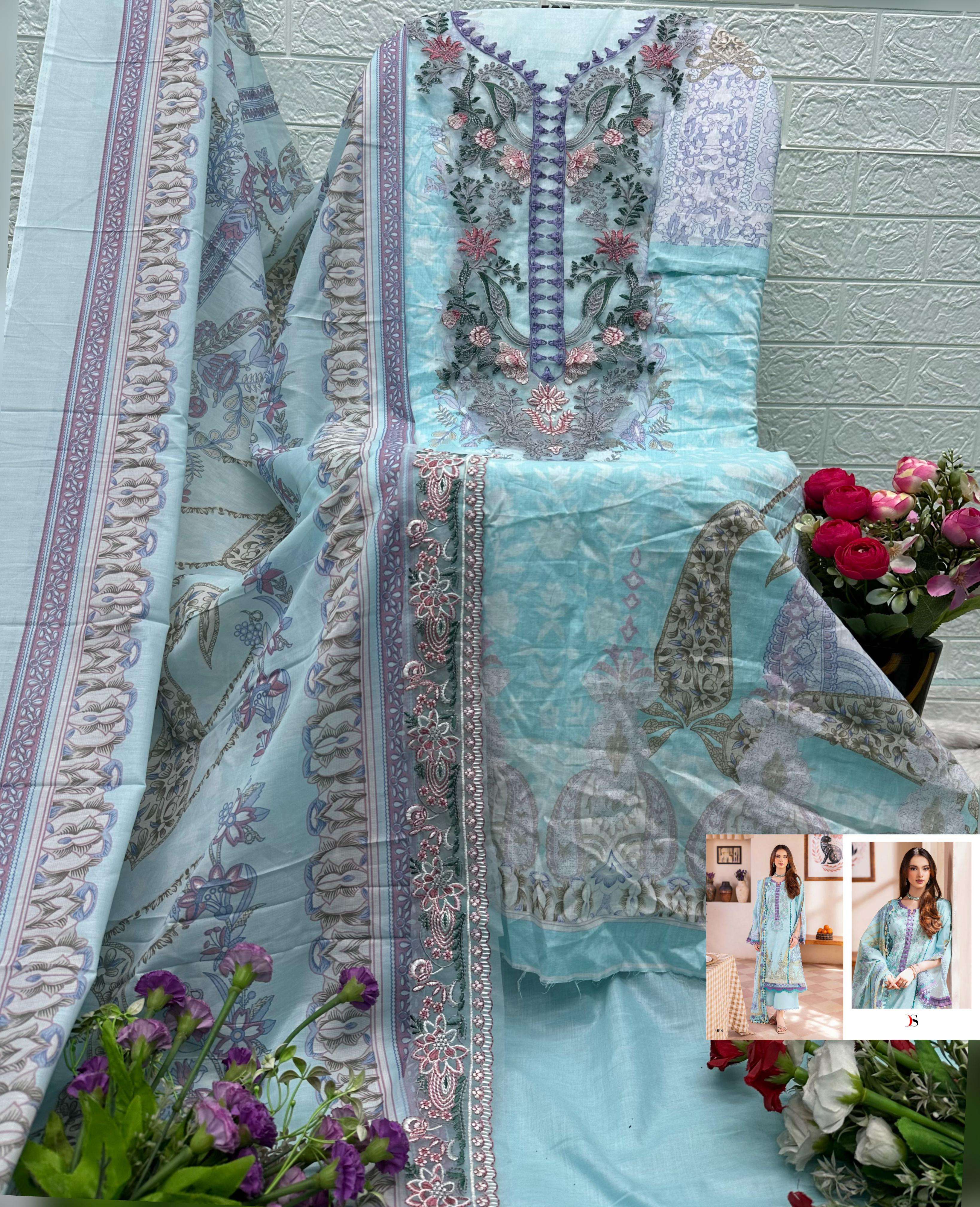 DEEPSY SUITS JADE URBAN LAWN 25 VOL 6 COTTON EMBROIDERY WORK SALWAR KAMEEZ 