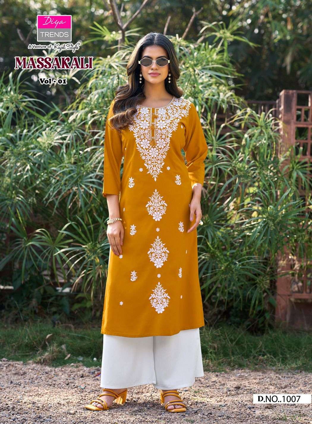 DIYA TRENDS MASSAKALI FANCY LUCKNOWI WORKS KURTI WITH PLAZZO 