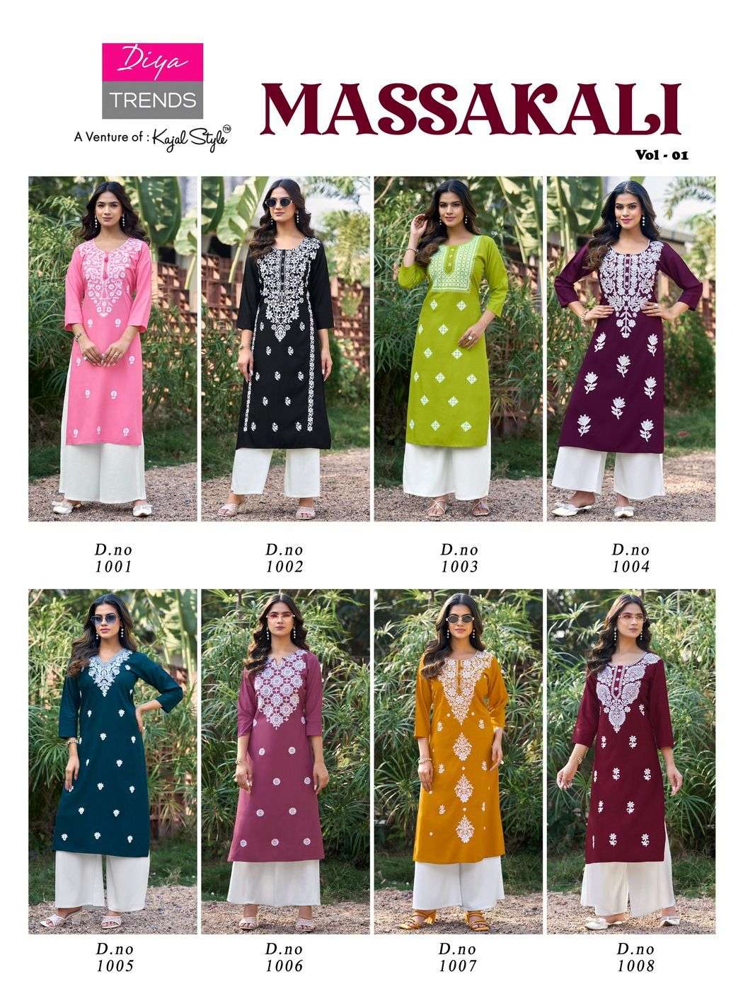 DIYA TRENDS MASSAKALI FANCY LUCKNOWI WORKS KURTI WITH PLAZZO 