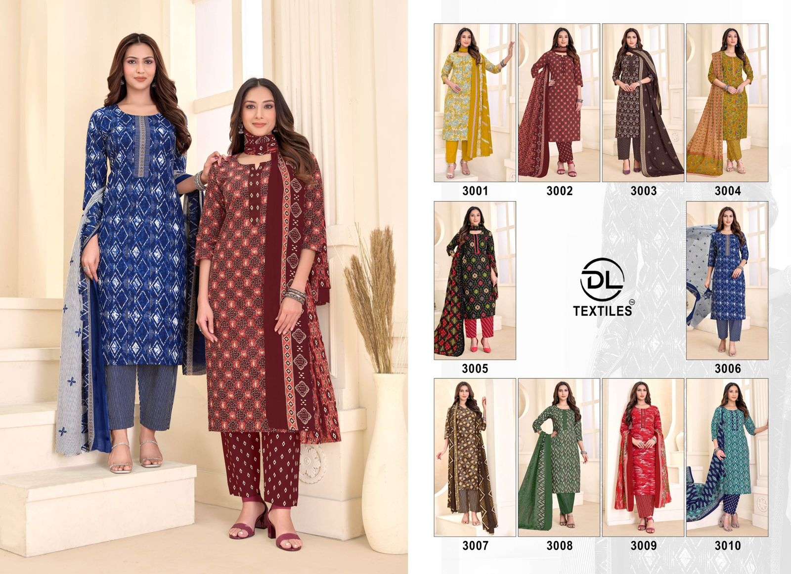 DL TEXTILES NAYARANG VOL 3 COTTON PRINTED LADIES 3PIECE SET COLLECTION 