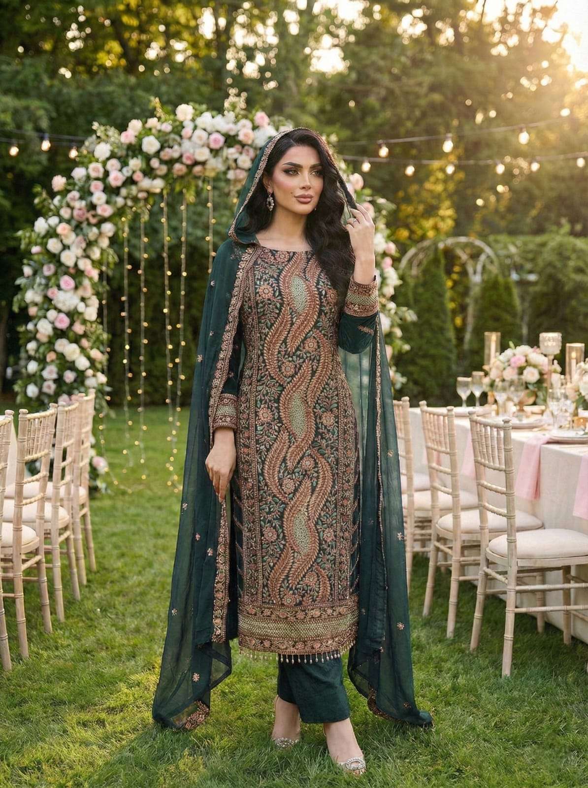 ETHNIC COLLECTION SNACK TD GEORGETTE HEAVY EMBROIDERED WEDDING WEAR SUIT