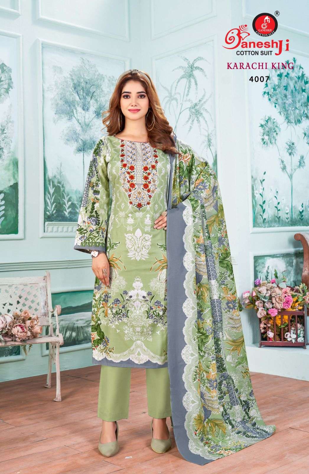 GANESHJI COTTON SUIT KARACHI KING VOL 4 COTTON DIGITAL PRINT DRESS