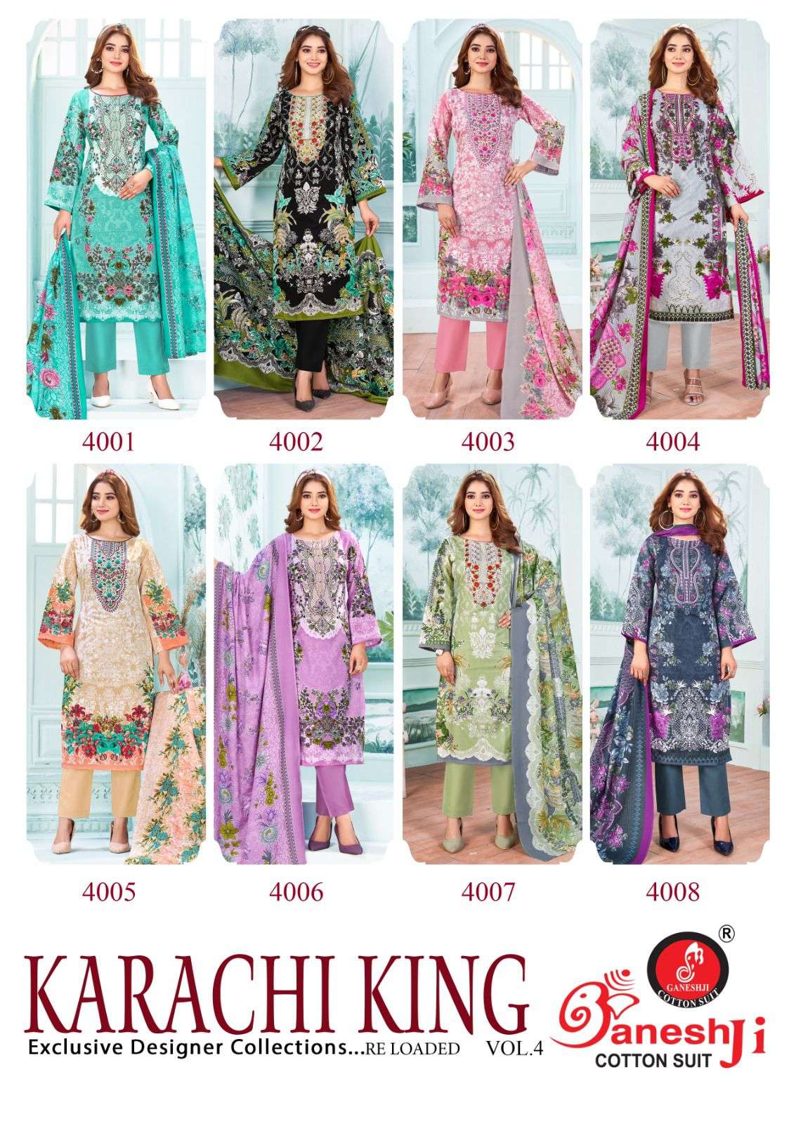 GANESHJI COTTON SUIT KARACHI KING VOL 4 COTTON DIGITAL PRINT DRESS