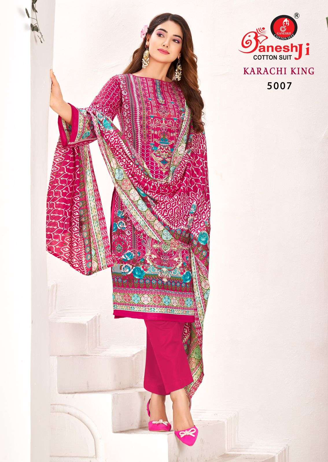 GANESHJI COTTON SUIT KARACHI KING VOL 5 COTTON DIGITAL PRINT DRESS