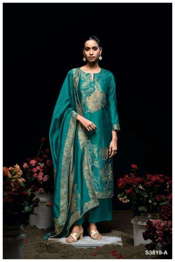 GANGA NYASHA 3819 SILK JACQUARD DESIGNER WORK LADIES SUIT