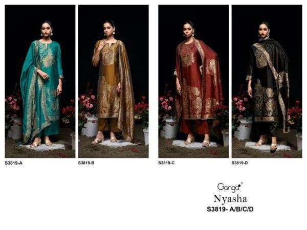 GANGA NYASHA 3819 SILK JACQUARD DESIGNER WORK LADIES SUIT