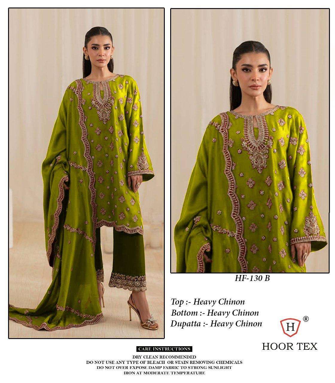 HOOR TEX DESIGN NO - HF 130 HEAVY CHINON READYMADE PAKISTANI SUIT 