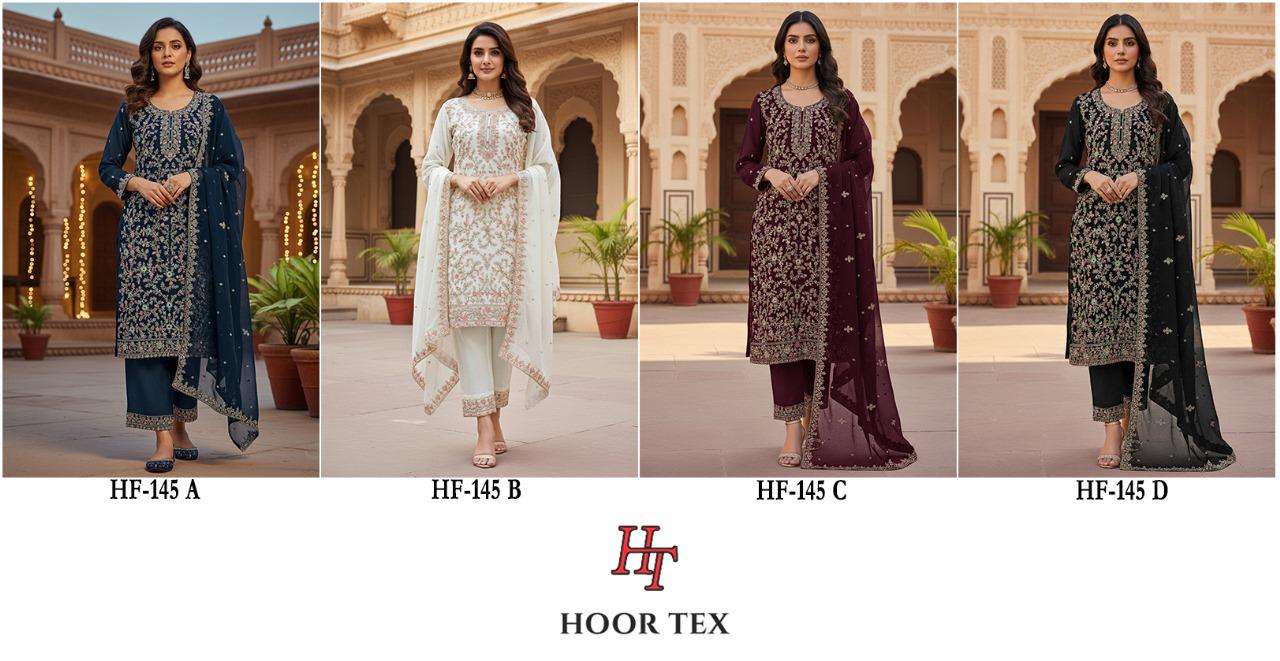HOOR TEX DESIGN NO - HF 145 A-D HEAVY GEORGETTE READYMADE PAKISTANI SUIT
