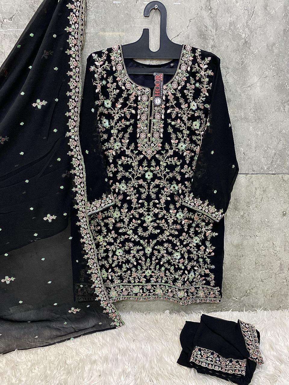 HOOR TEX DESIGN NO - HF 145 A-D HEAVY GEORGETTE READYMADE PAKISTANI SUIT