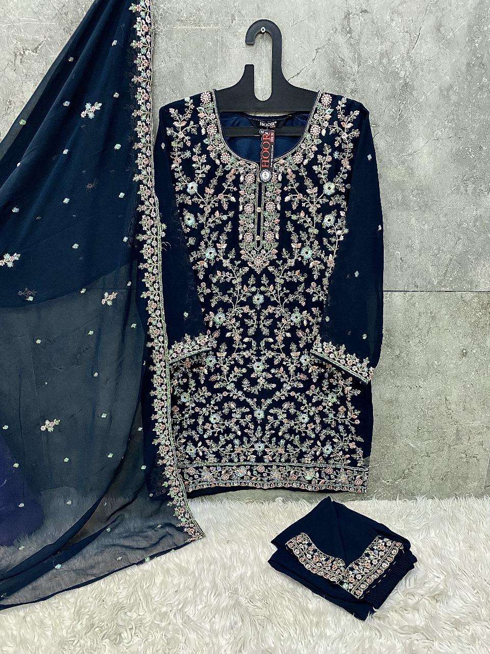 HOOR TEX DESIGN NO - HF 145 A-D HEAVY GEORGETTE READYMADE PAKISTANI SUIT
