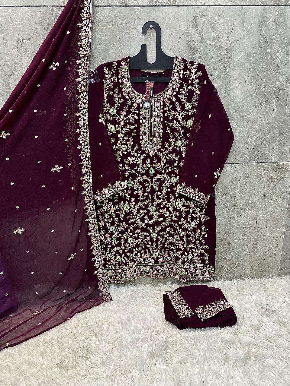 HOOR TEX DESIGN NO - HF 145 A-D HEAVY GEORGETTE READYMADE PAKISTANI SUIT