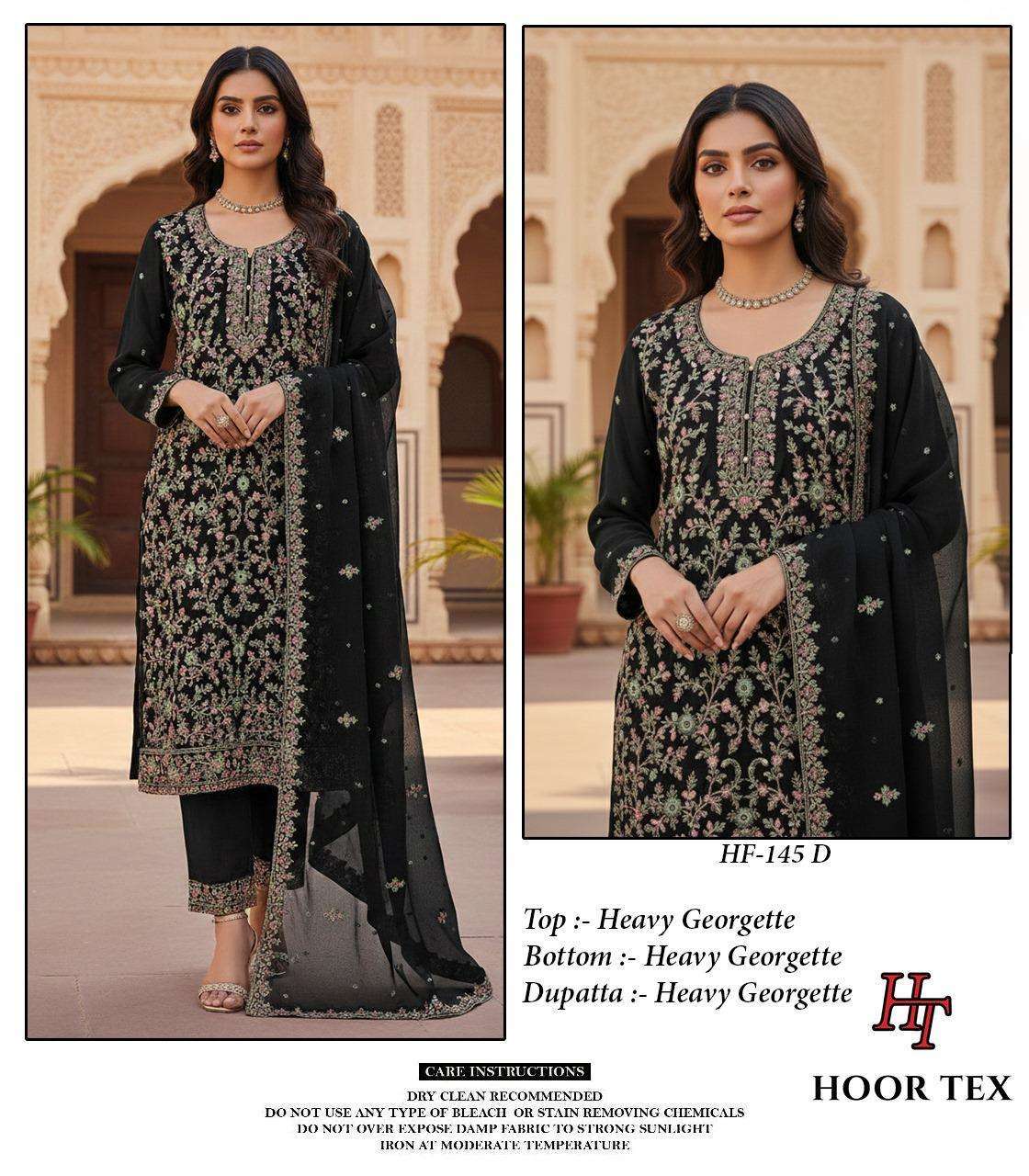 HOOR TEX DESIGN NO - HF 145 A-D HEAVY GEORGETTE READYMADE PAKISTANI SUIT
