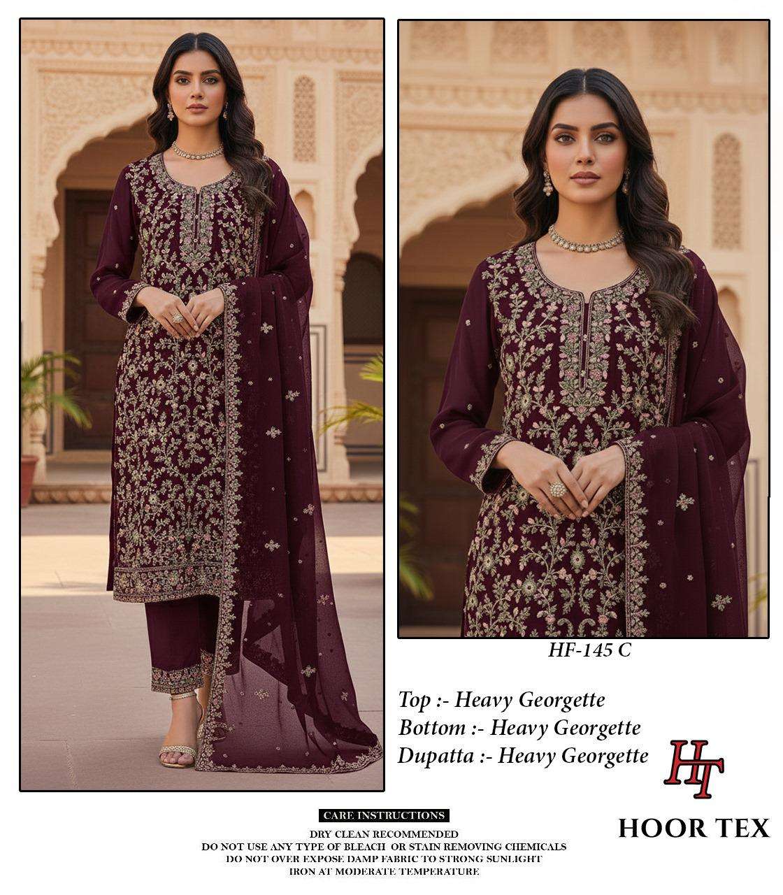 HOOR TEX DESIGN NO - HF 145 A-D HEAVY GEORGETTE READYMADE PAKISTANI SUIT