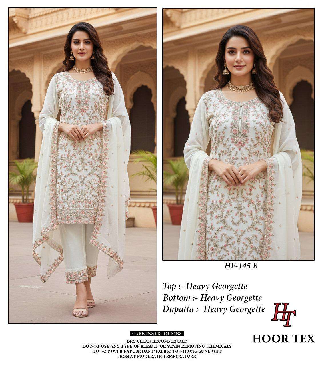 HOOR TEX DESIGN NO - HF 145 A-D HEAVY GEORGETTE READYMADE PAKISTANI SUIT