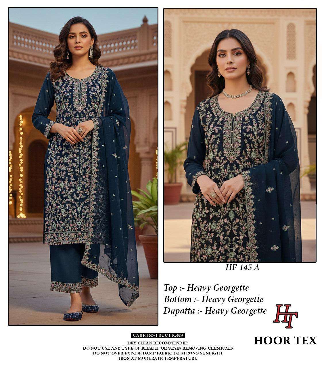 HOOR TEX DESIGN NO - HF 145 A-D HEAVY GEORGETTE READYMADE PAKISTANI SUIT