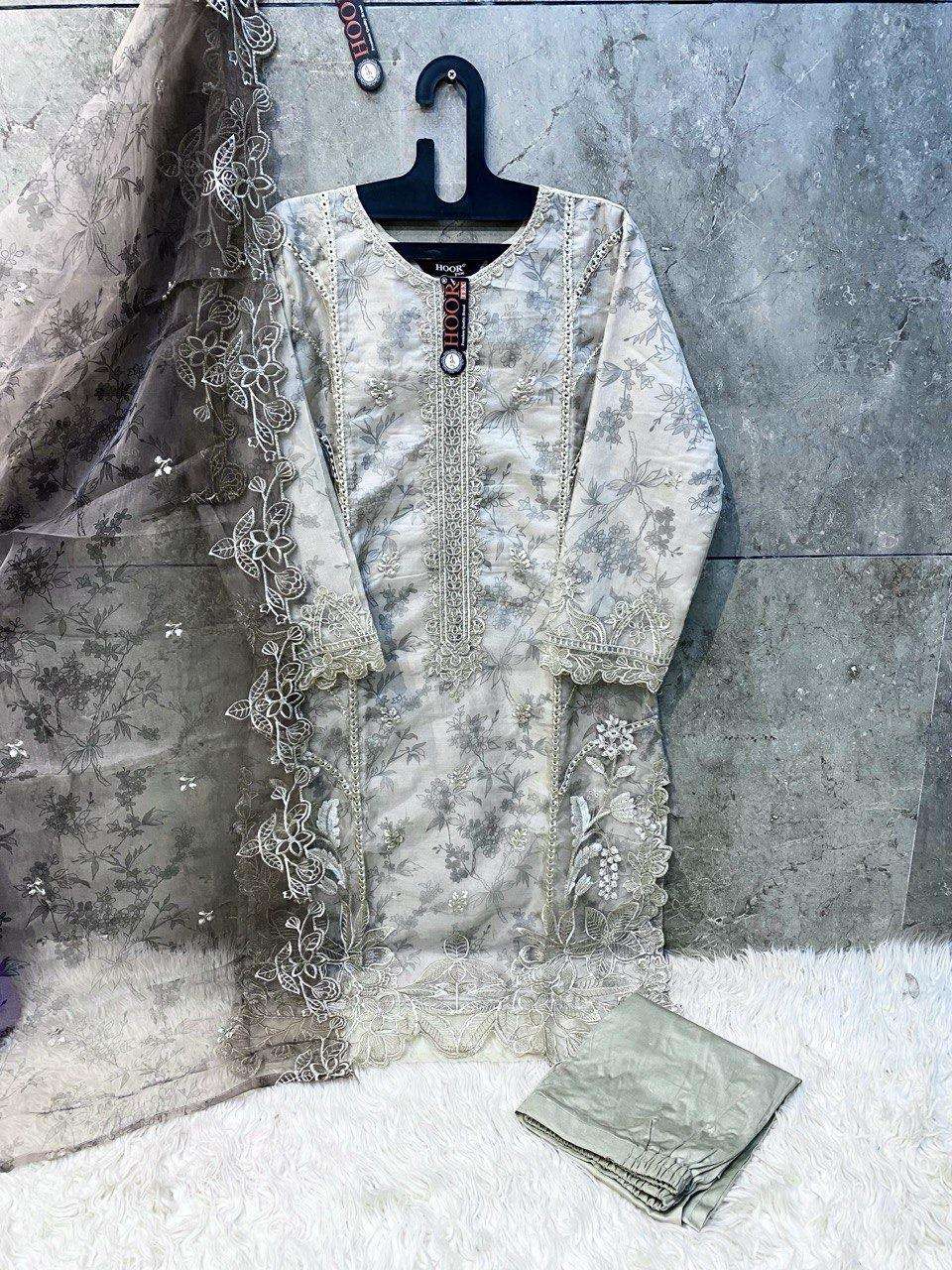 HOOR TEX DESIGN NO - HF 162 A-D HEAVY ORGANZA READYMADE PAKISTANI SUIT