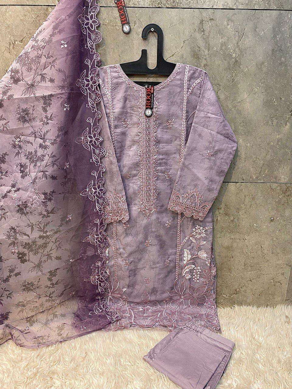 HOOR TEX DESIGN NO - HF 162 A-D HEAVY ORGANZA READYMADE PAKISTANI SUIT
