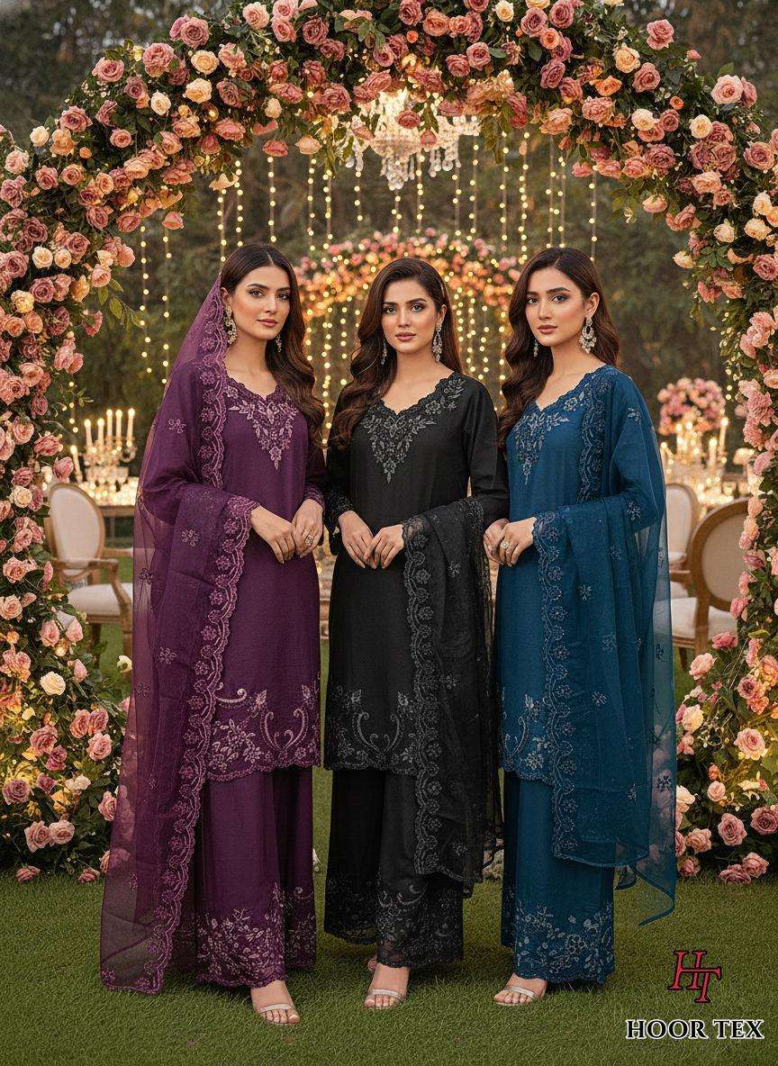 HOOR TEX DESIGN NO - HF 168 A-C CRISTAL VISCOSE READYMADE PAKISTANI SUIT