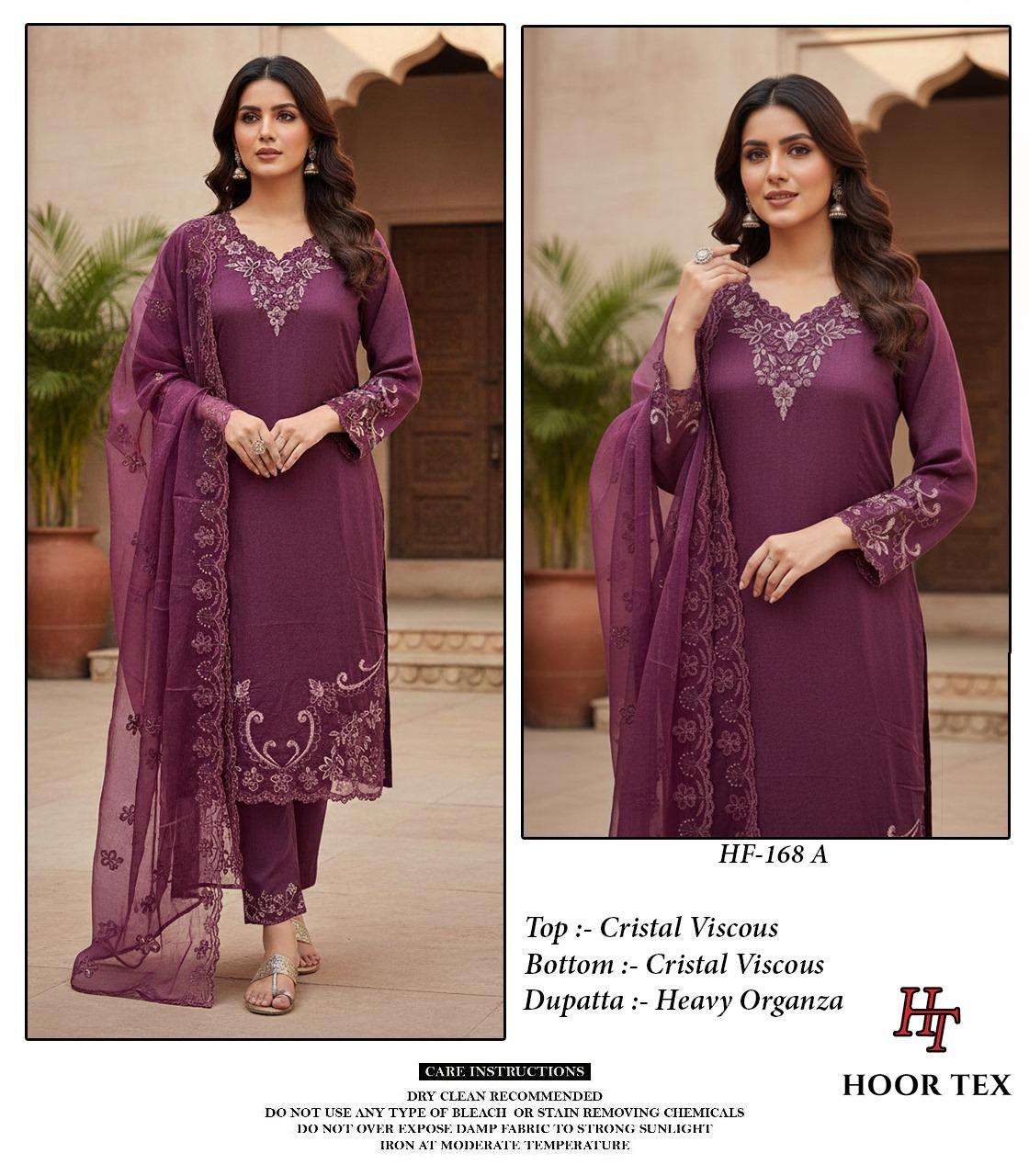 HOOR TEX DESIGN NO - HF 168 A-C CRISTAL VISCOSE READYMADE PAKISTANI SUIT