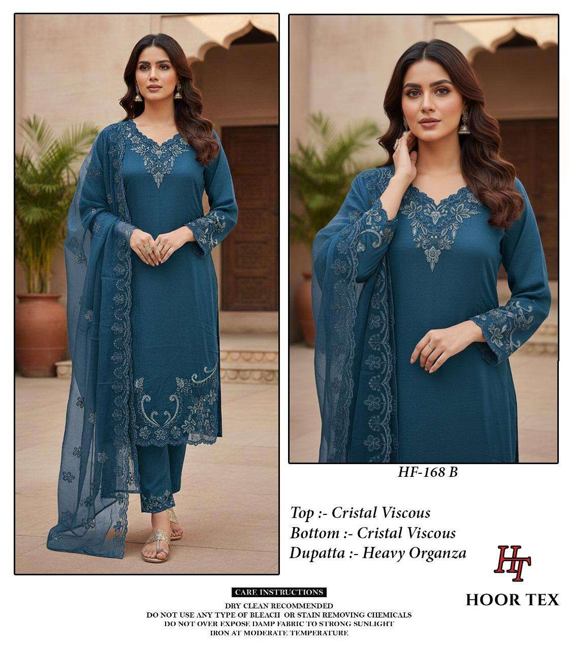 HOOR TEX DESIGN NO - HF 168 A-C CRISTAL VISCOSE READYMADE PAKISTANI SUIT