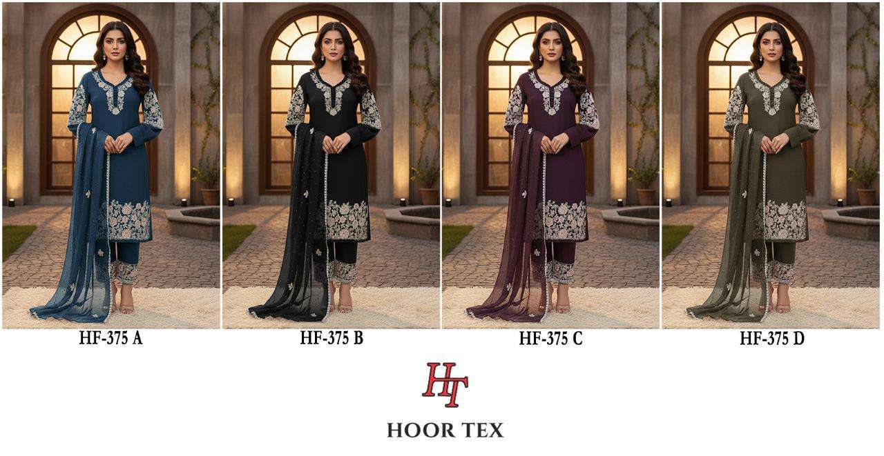 HOOR TEX DESIGN NO - HF 375 A-D HEAVY GEORGETTE ZARKHAN WORK PAKISTANI READYMADE SUIT