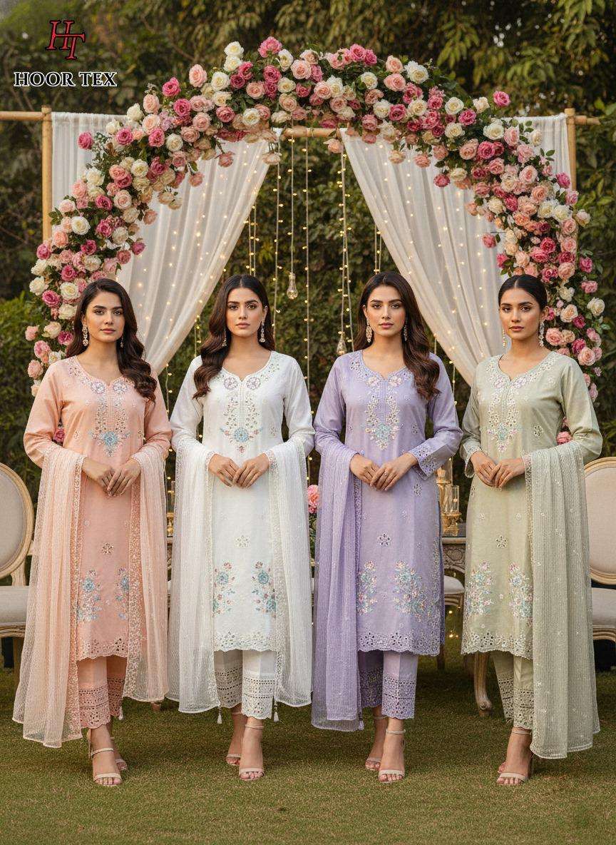 HOOR TEX DESIGN NO - HF 461 A-D CRISTAL VISCOSE READYMADE PAKISTANI SUIT