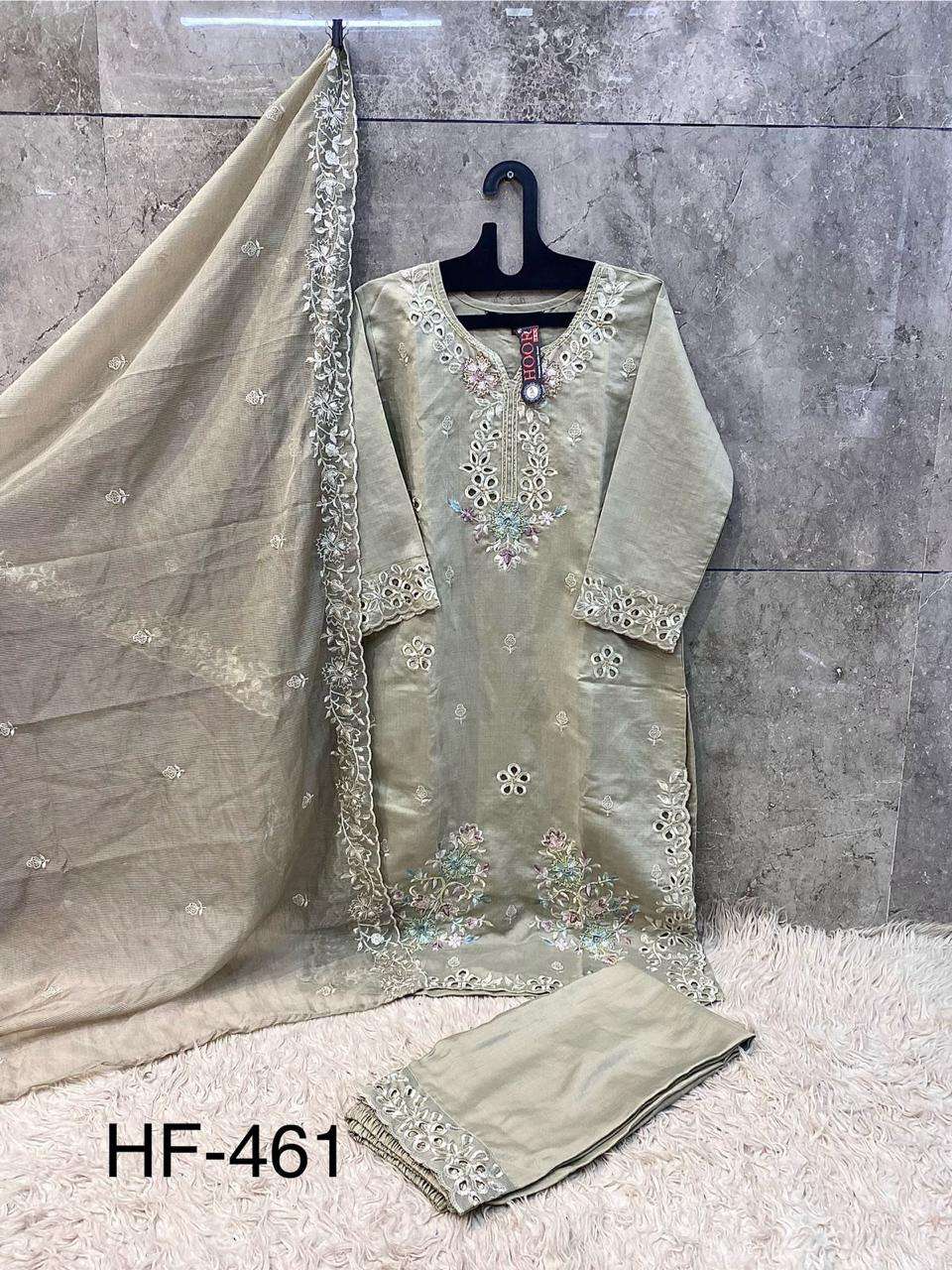 HOOR TEX DESIGN NO - HF 461 A-D CRISTAL VISCOSE READYMADE PAKISTANI SUIT