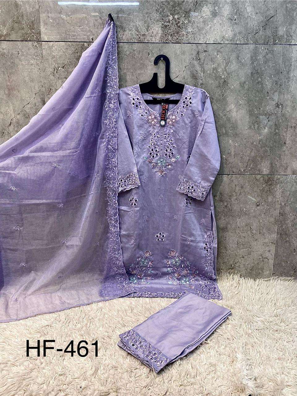 HOOR TEX DESIGN NO - HF 461 A-D CRISTAL VISCOSE READYMADE PAKISTANI SUIT