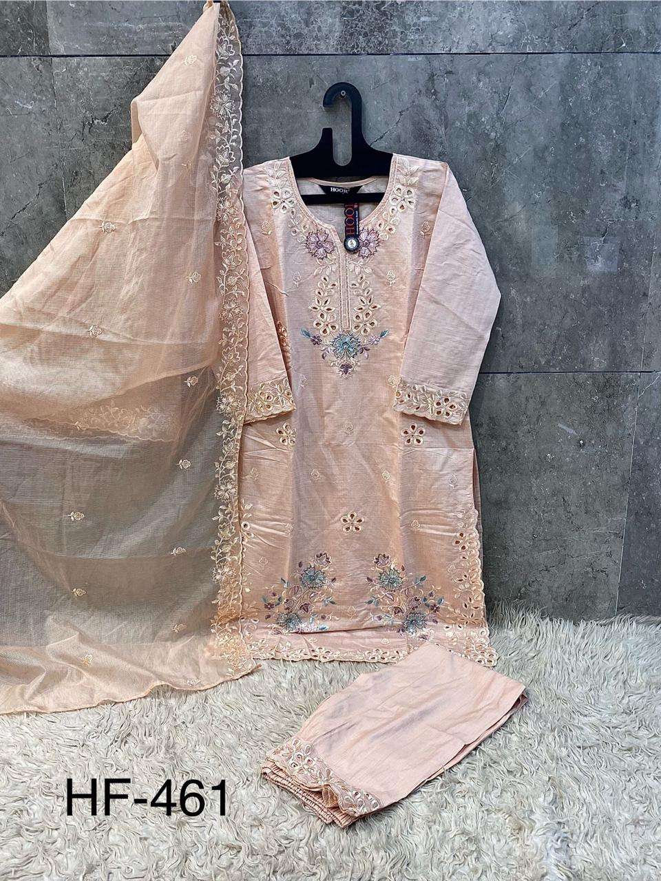 HOOR TEX DESIGN NO - HF 461 A-D CRISTAL VISCOSE READYMADE PAKISTANI SUIT
