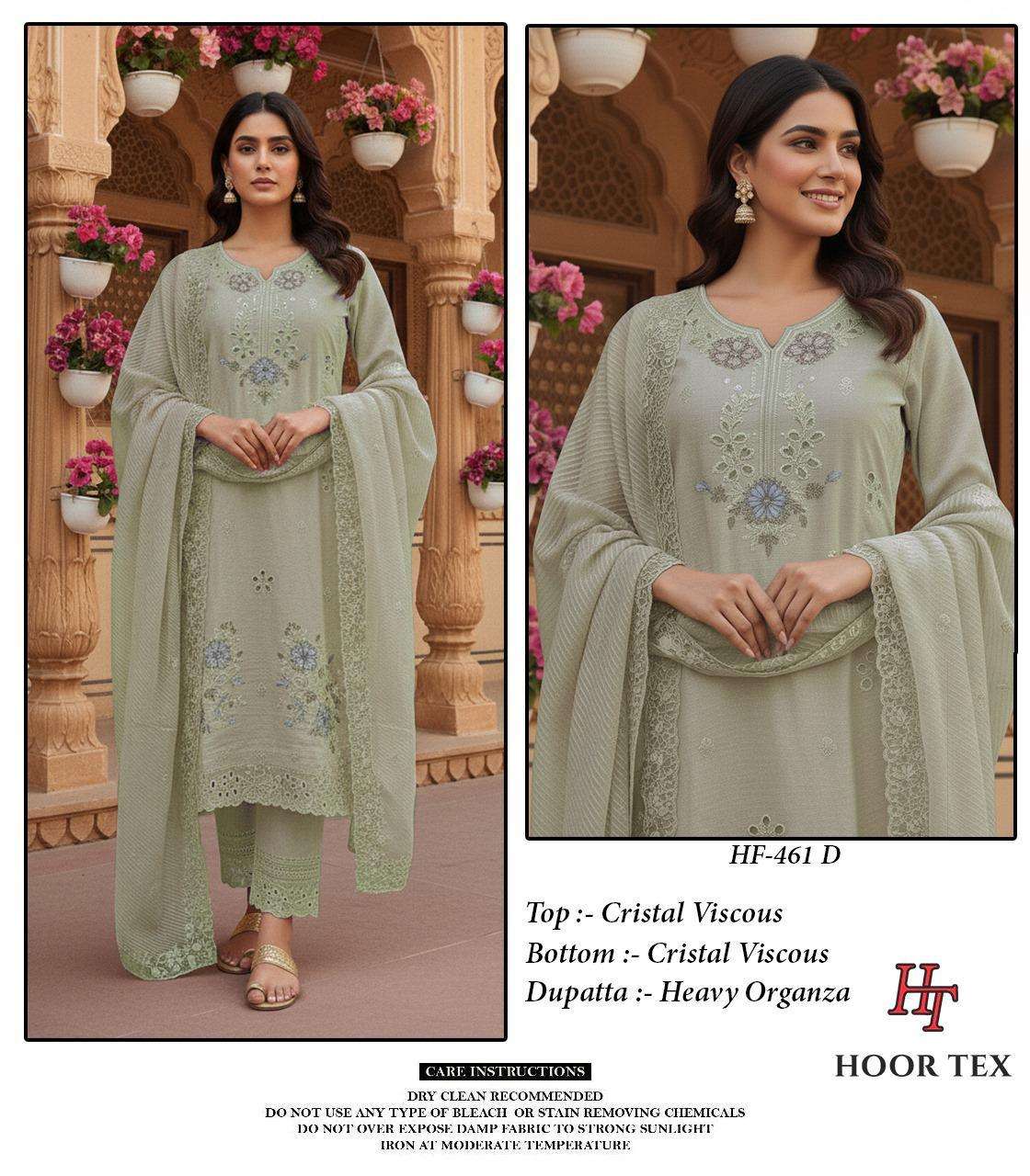 HOOR TEX DESIGN NO - HF 461 A-D CRISTAL VISCOSE READYMADE PAKISTANI SUIT
