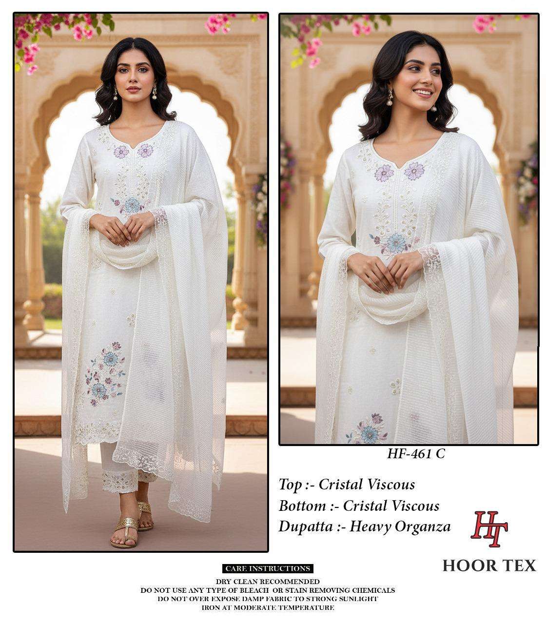 HOOR TEX DESIGN NO - HF 461 A-D CRISTAL VISCOSE READYMADE PAKISTANI SUIT