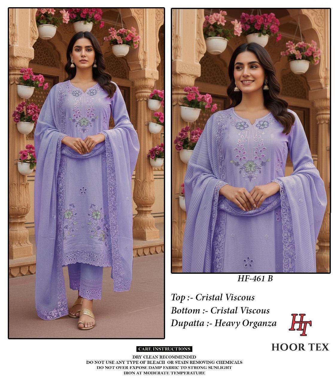 HOOR TEX DESIGN NO - HF 461 A-D CRISTAL VISCOSE READYMADE PAKISTANI SUIT