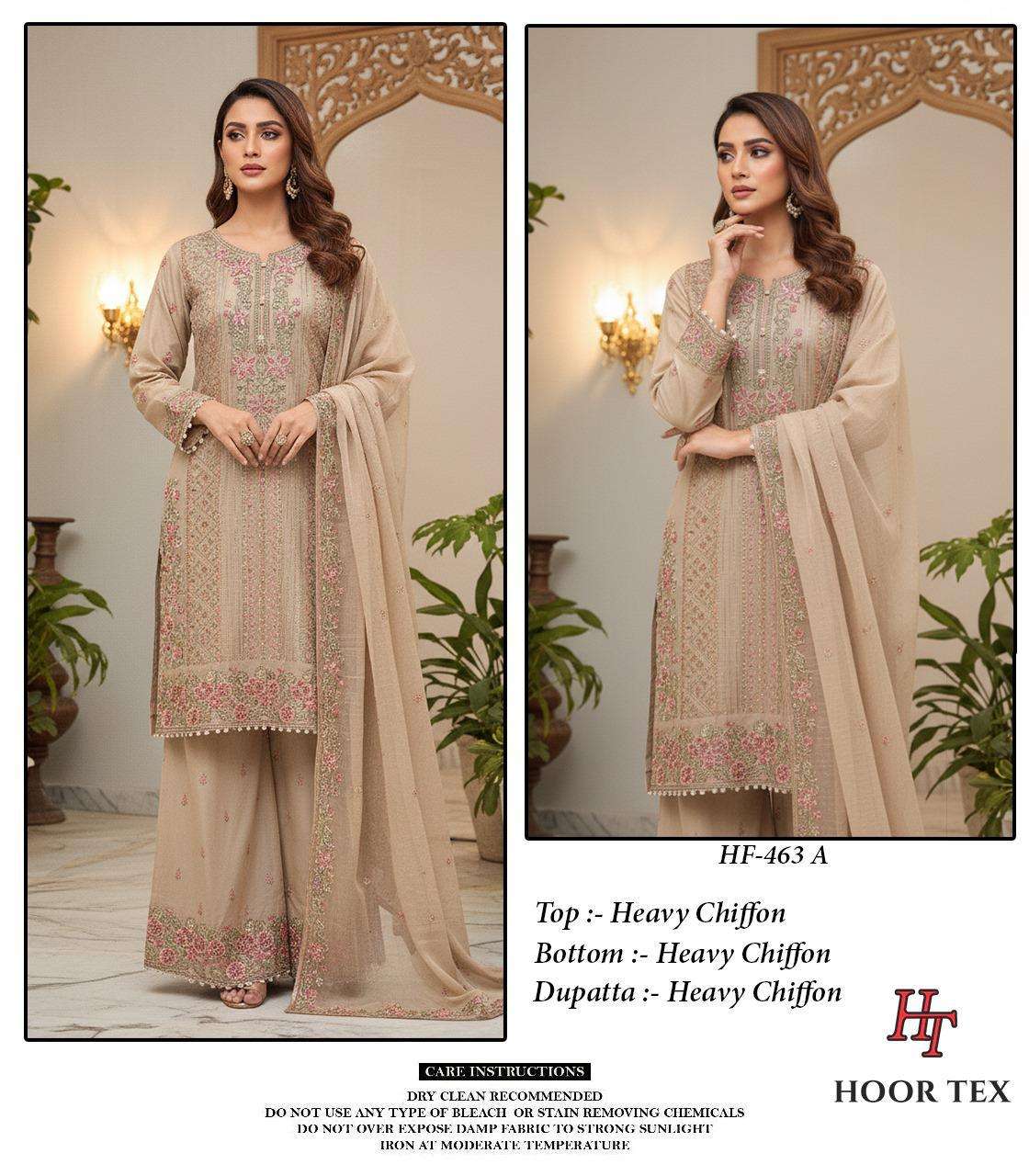 HOOR TEX DESIGN NO - HF 463 A-D HEAVY CHIFFON READYMADE PAKISTANI SUIT