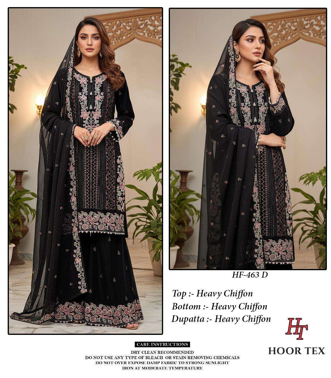HOOR TEX DESIGN NO - HF 463 A-D HEAVY CHIFFON READYMADE PAKISTANI SUIT