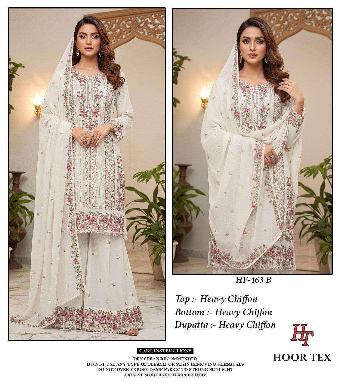 HOOR TEX DESIGN NO - HF 463 A-D HEAVY CHIFFON READYMADE PAKISTANI SUIT
