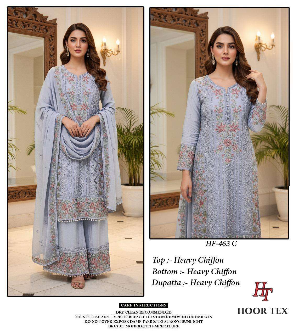 HOOR TEX DESIGN NO - HF 463 A-D HEAVY CHIFFON READYMADE PAKISTANI SUIT