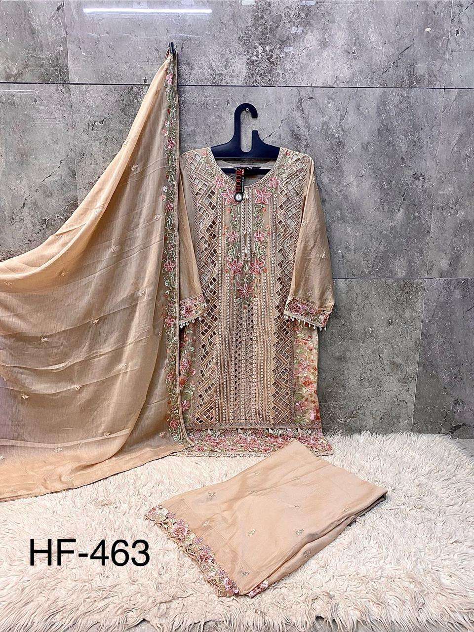 HOOR TEX DESIGN NO - HF 463 A-D HEAVY CHIFFON READYMADE PAKISTANI SUIT