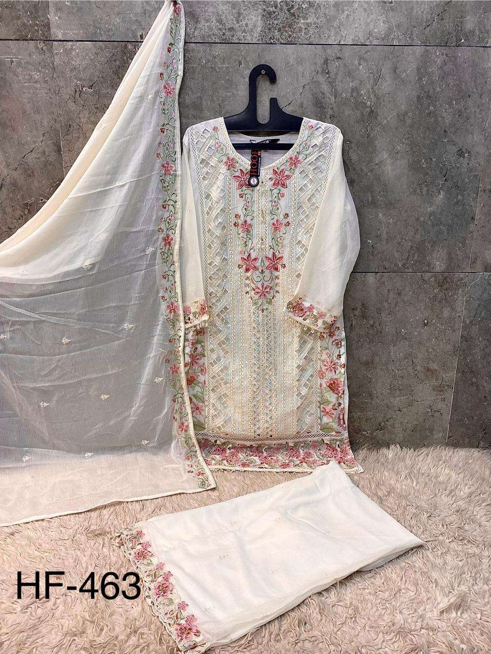 HOOR TEX DESIGN NO - HF 463 A-D HEAVY CHIFFON READYMADE PAKISTANI SUIT