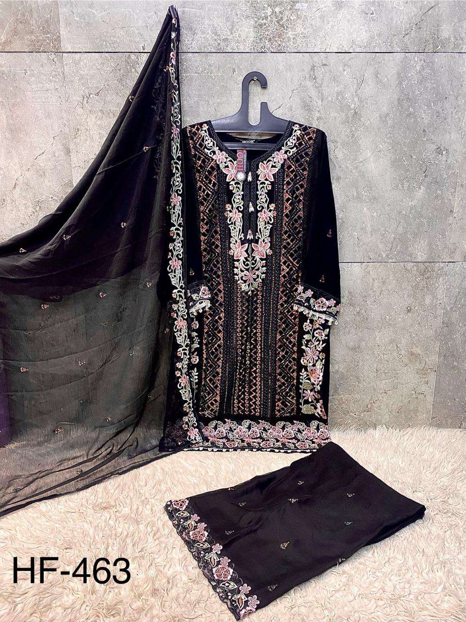 HOOR TEX DESIGN NO - HF 463 A-D HEAVY CHIFFON READYMADE PAKISTANI SUIT