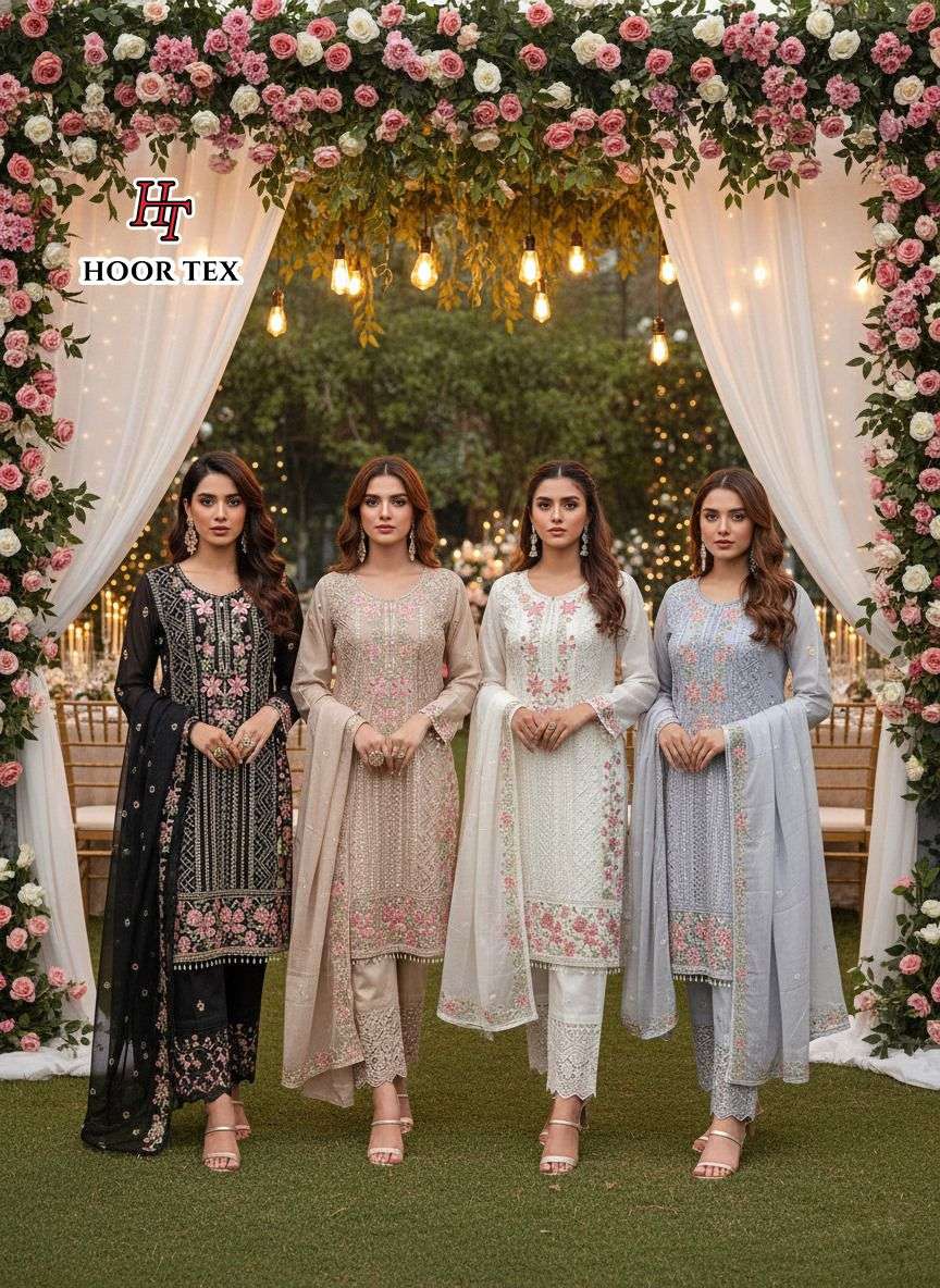 HOOR TEX DESIGN NO - HF 463 A-D HEAVY CHIFFON READYMADE PAKISTANI SUIT