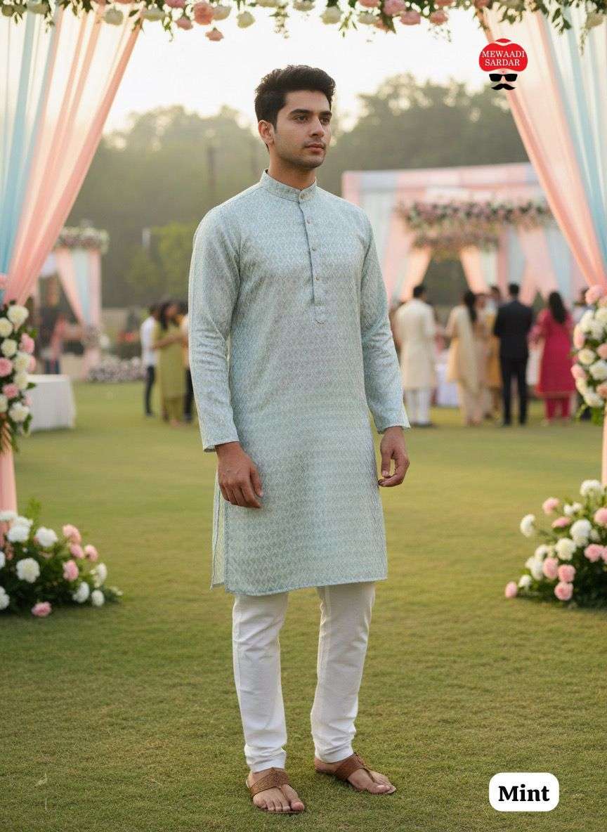 INLI DHURANDHAR SILK FANCY MENS FESTIVE WEAR KURTA WITH PYJAMA PAIR 