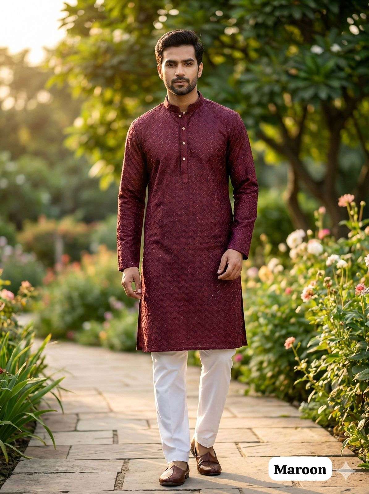 INLI DHURANDHAR SILK FANCY MENS FESTIVE WEAR KURTA WITH PYJAMA PAIR 