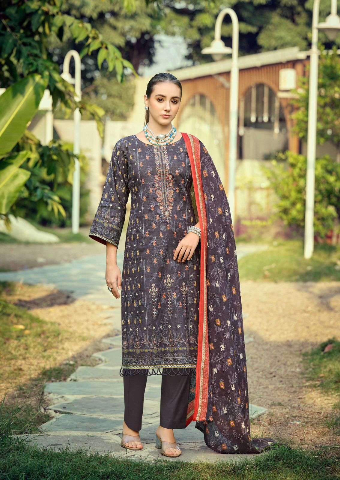 ISHAAL PRINTS EMBROIDERED VOL 17 LAWN COTTON DIGITAL PRINTS WITH FANCY WORK SUIT
