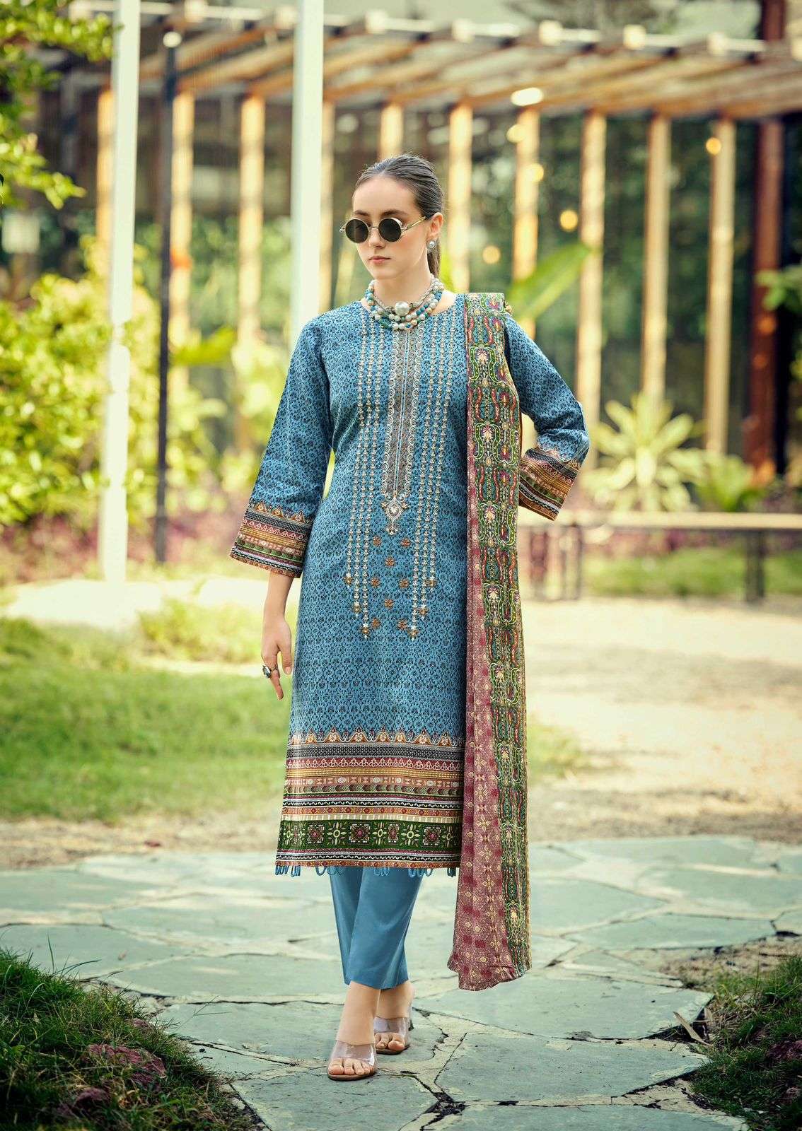ISHAAL PRINTS EMBROIDERED VOL 17 LAWN COTTON DIGITAL PRINTS WITH FANCY WORK SUIT