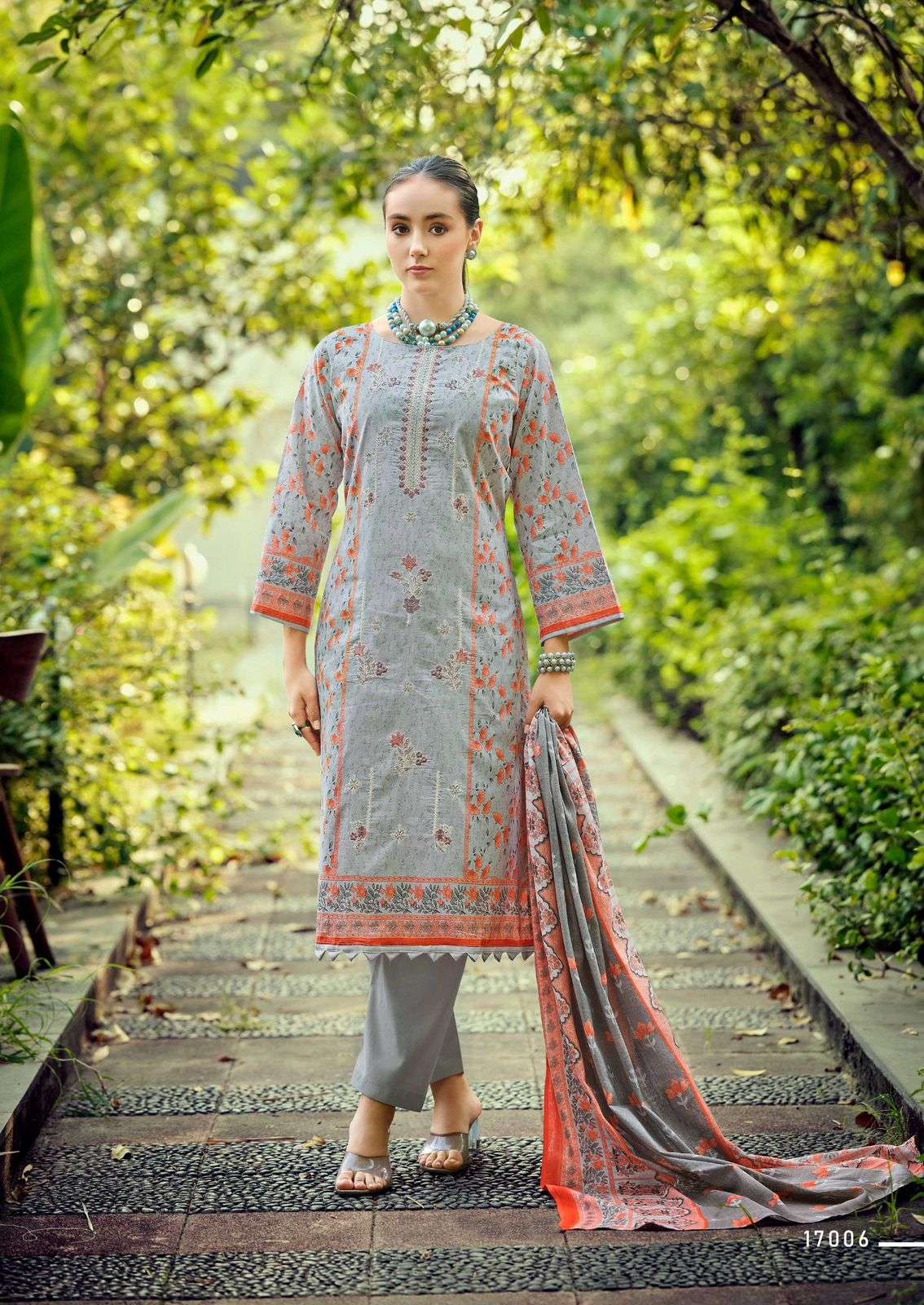 ISHAAL PRINTS EMBROIDERED VOL 17 LAWN COTTON DIGITAL PRINTS WITH FANCY WORK SUIT