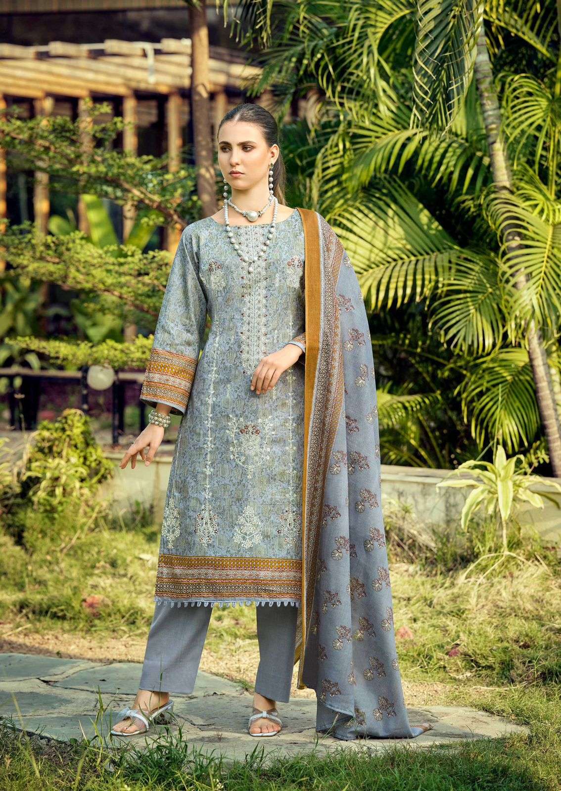 ISHAAL PRINTS EMBROIDERED VOL 17 LAWN COTTON DIGITAL PRINTS WITH FANCY WORK SUIT