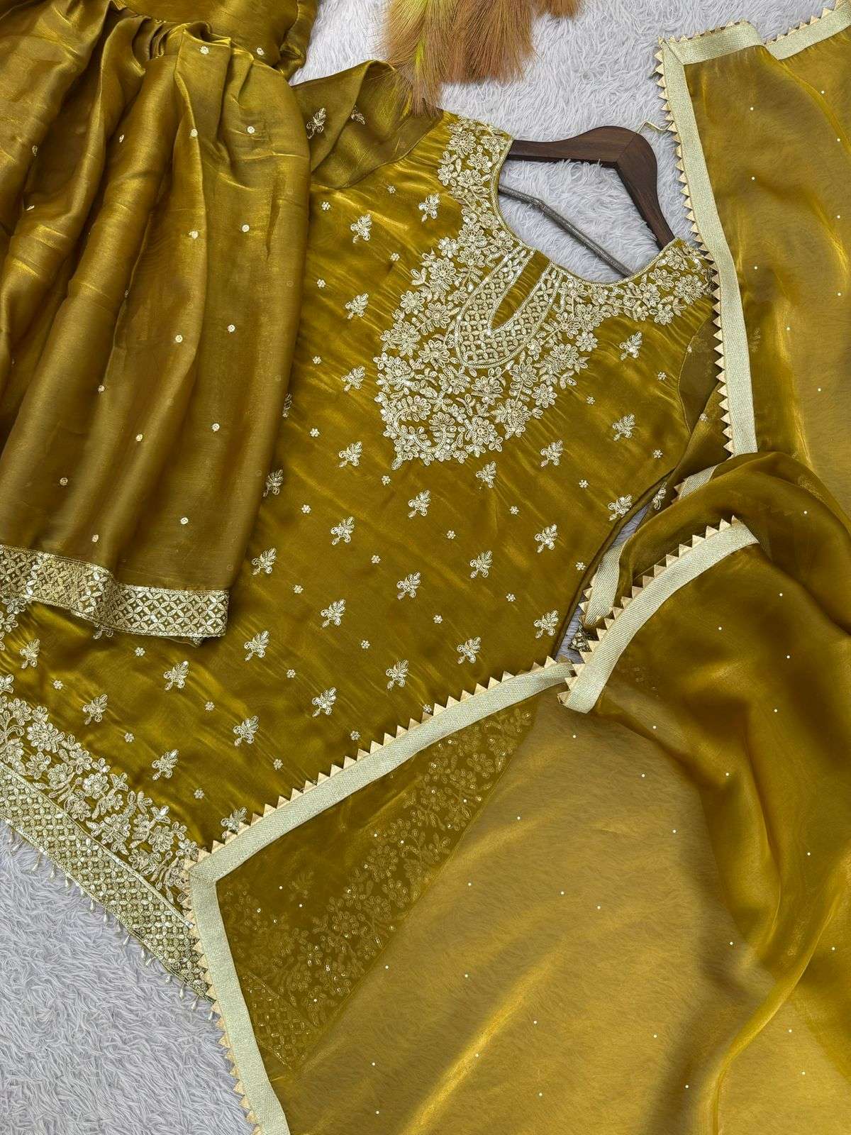 JL 1055 SILK HEAVY STYLISH DESIGNER WORK TOP WITH SHARARA AND DUPATTA 